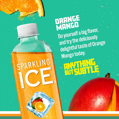 Low calorie Sparkling Ice Orange Mango beverage bottles
