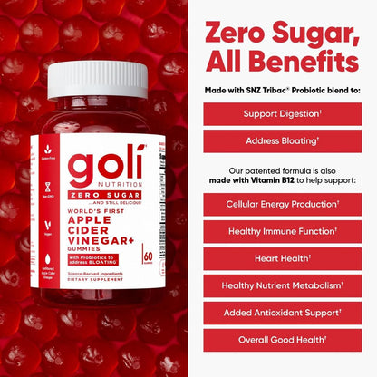 Zero sugar apple cider vinegar gummy supplement