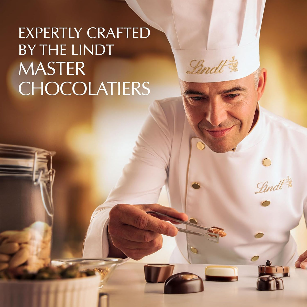 Assorted Lindt chocolate pralines in gift box
