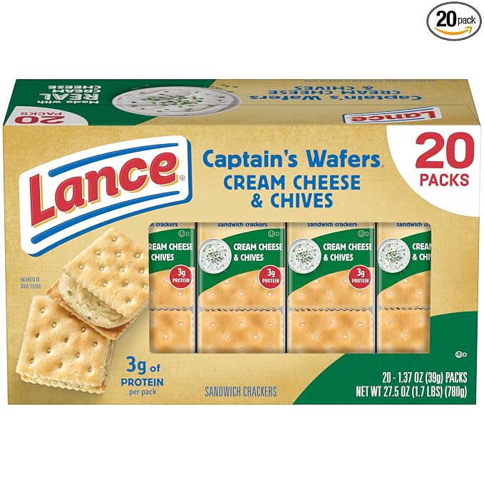 Lance Captain's Wafers cream cheese and chives sandwich crackers box