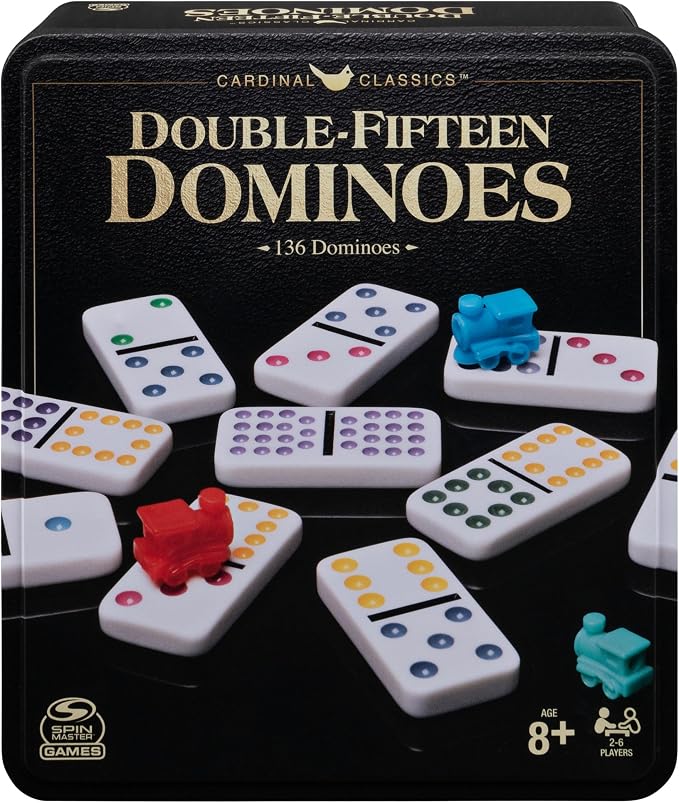 Double Nine dominoes set with tin storage case