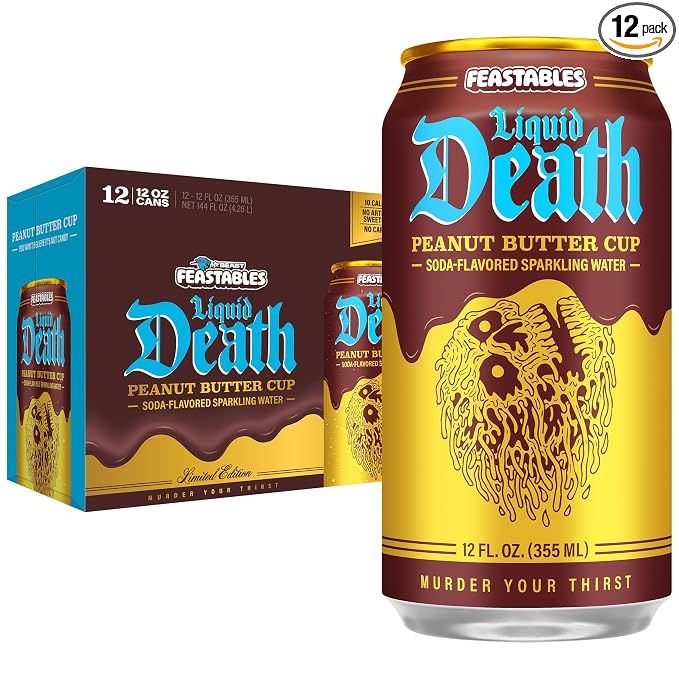 Liquid Death Feastables Peanut Butter Cup sparkling water 12-pack