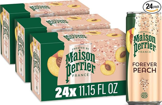 Maison Perrier Forever Peach sparkling water, 24-pack