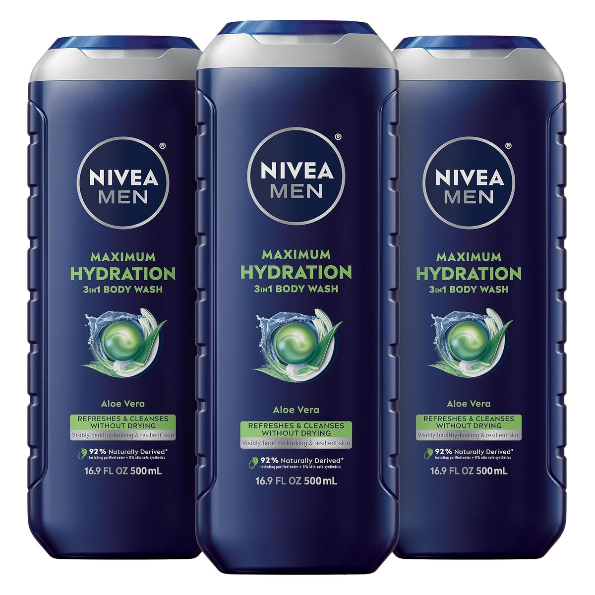 NIVEA MEN hydrating body wash with Aloe Vera 16.9 fl oz bottles