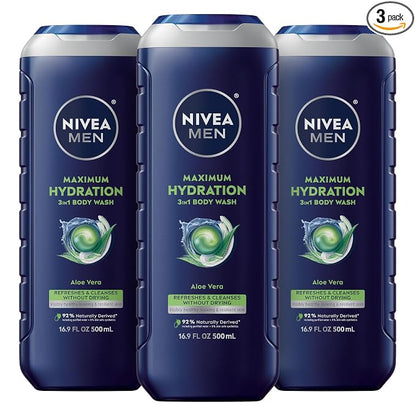NIVEA MEN Maximum Hydration 3-in-1 Body Wash multipack