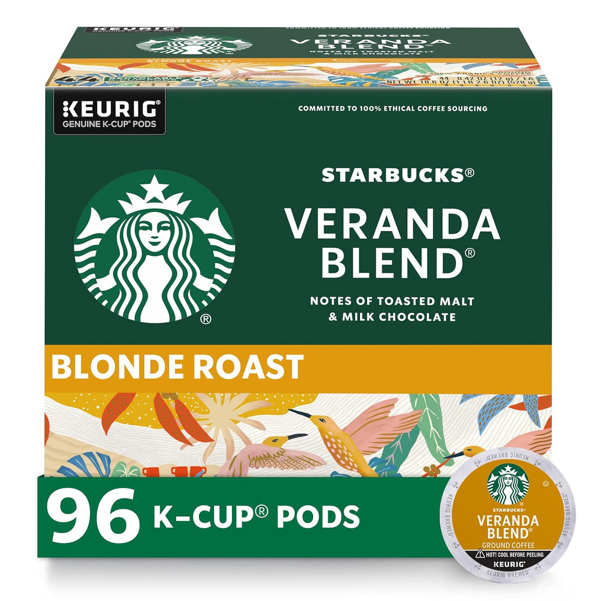 Starbucks K-Cup coffee pods for hot or iced coffee