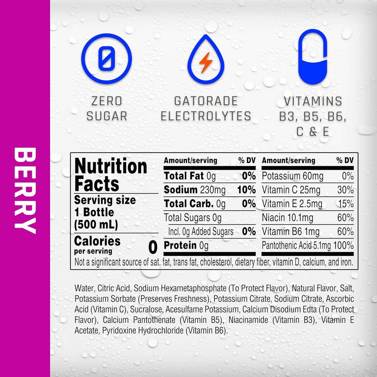 Propel electrolyte water with vitamins C and E