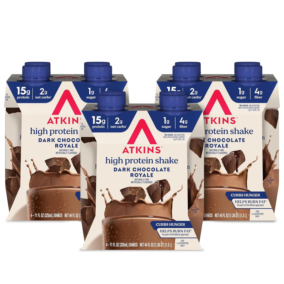 Atkins dark chocolate high protein shake carton