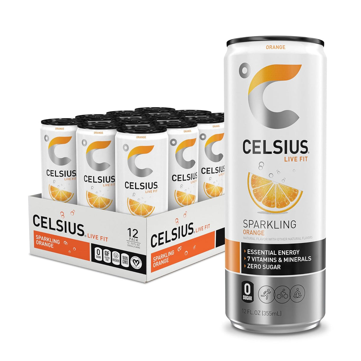 CELSIUS Sparkling Orange 12 fl oz slim cans