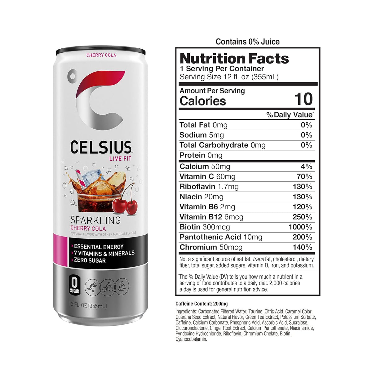 Sugar free CELSIUS sparkling cherry cola cans
