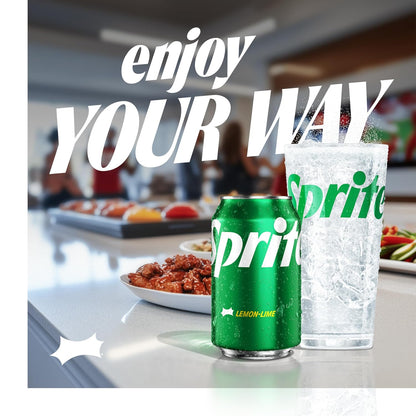 Sprite citrus soda cans for fridge stocking