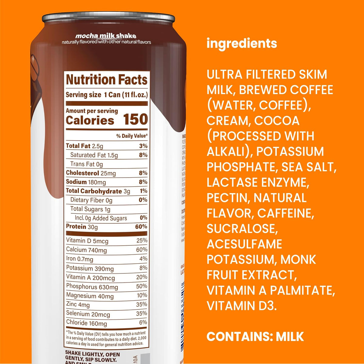Nurri lactose free mocha protein milk shake