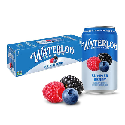 Waterloo Sparkling Water Summer Berry cans
