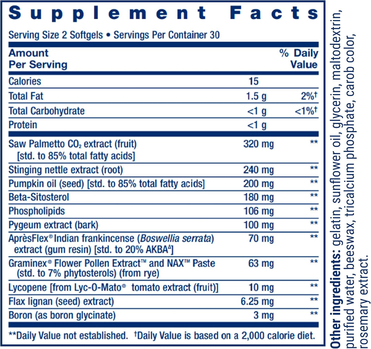 Life Extension prostate health supplement bottle