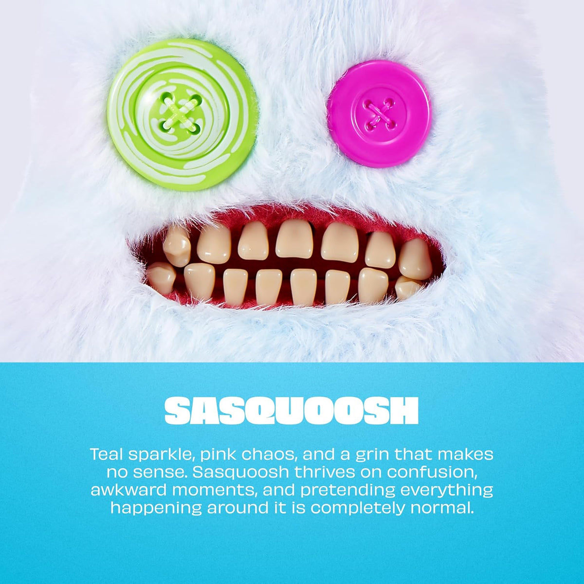 Fuggler Sasquoosh plush toy with toothy grin