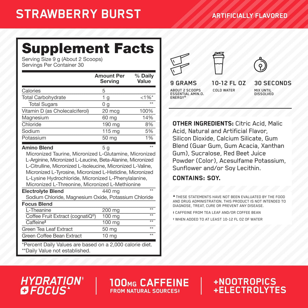 Juicy Strawberry amino energy hydration powder