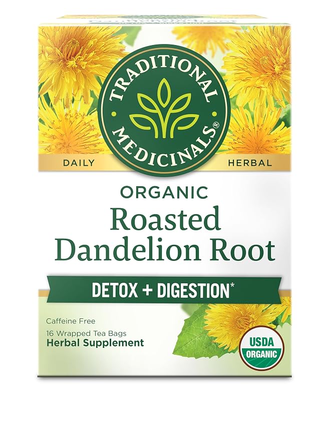 Traditional Medicinals roasted dandelion root herbal tea box