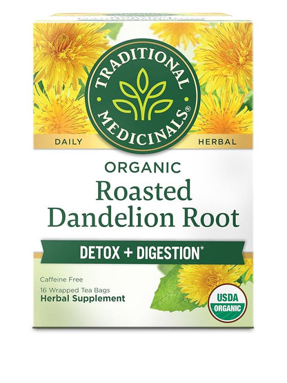 Traditional Medicinals roasted dandelion root herbal tea box