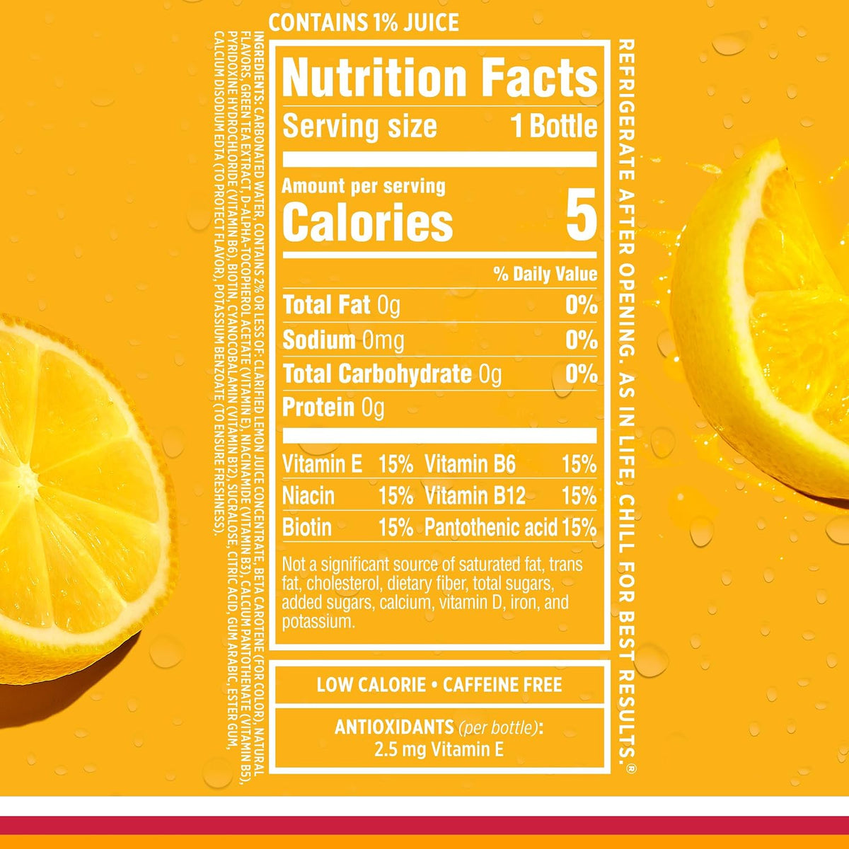 Classic Lemonade low calorie sparkling water bottle