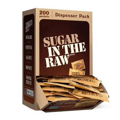 Turbinado cane sugar packets for coffee and tea
