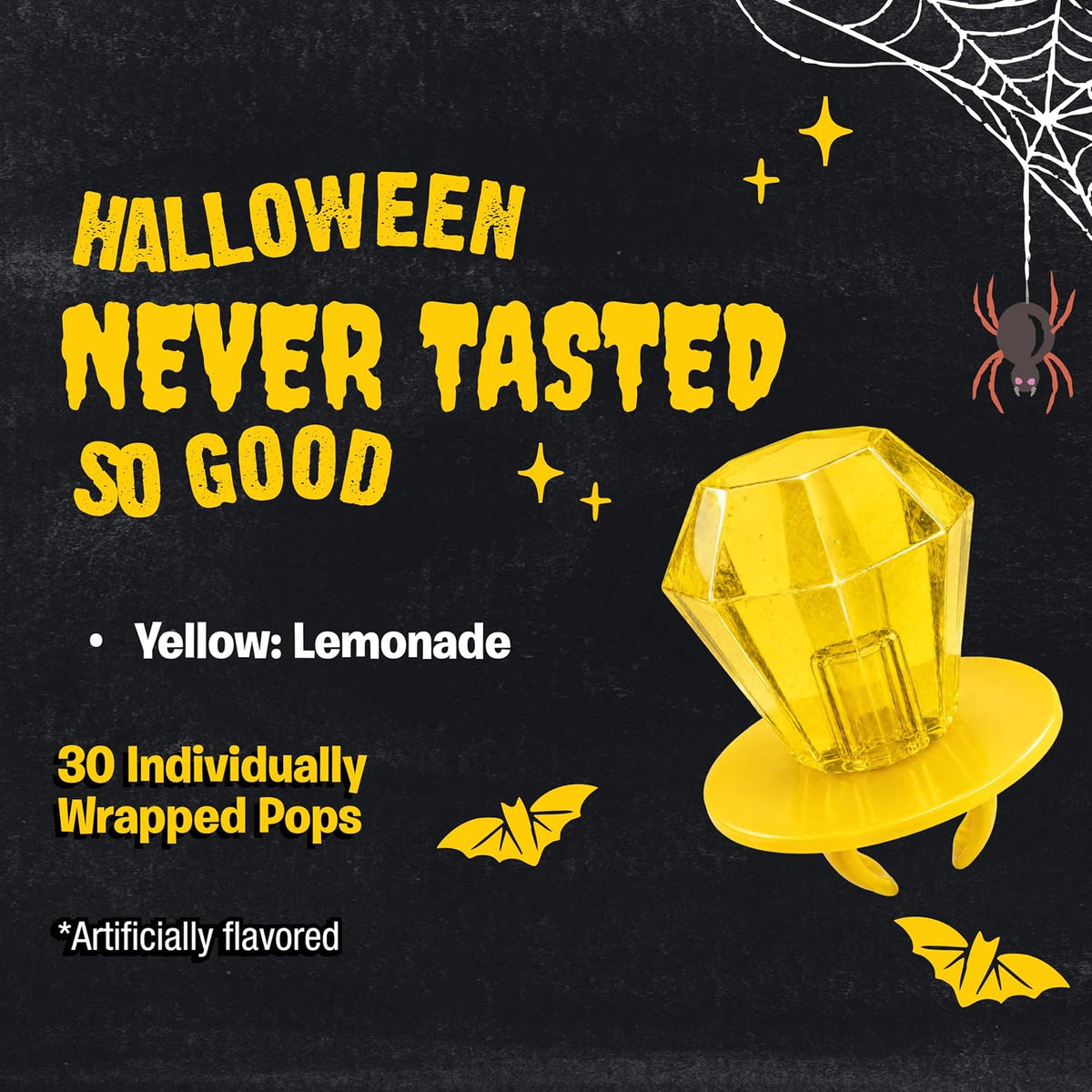 Yellow lemonade Ring Pop candy for trick-or-treating