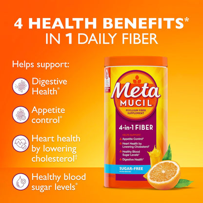 Orange flavored psyllium husk fiber supplement powder