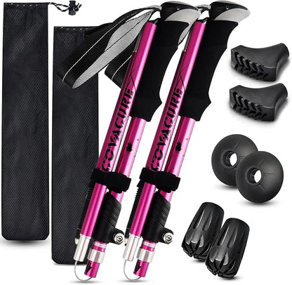 Covacure adjustable hiking poles in a two-piece set