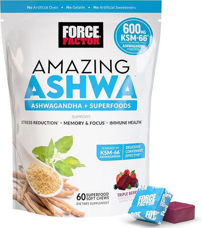 Force Factor Amazing Ashwa ashwagandha supplement chews