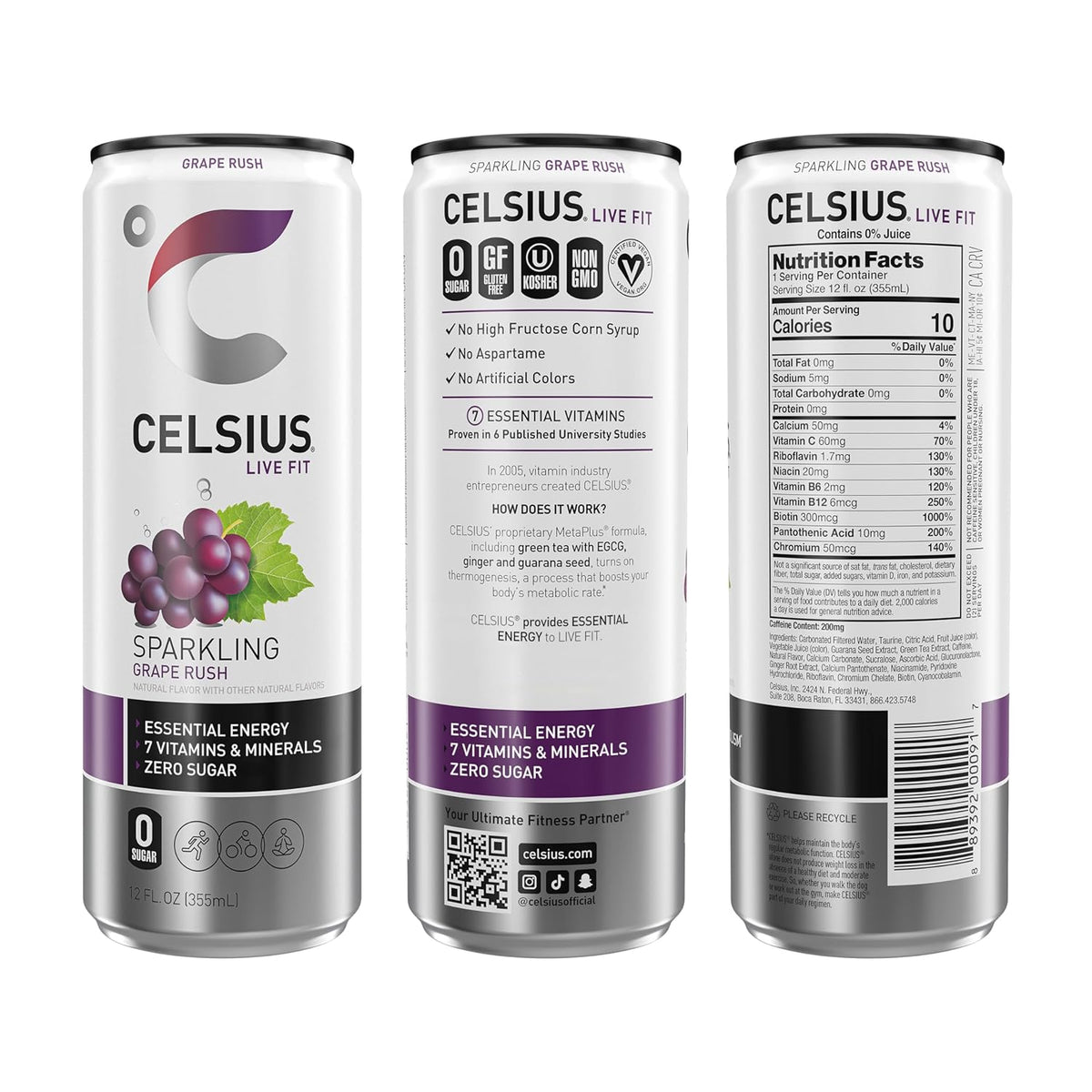 Sugar free grape CELSIUS energy drink slim can