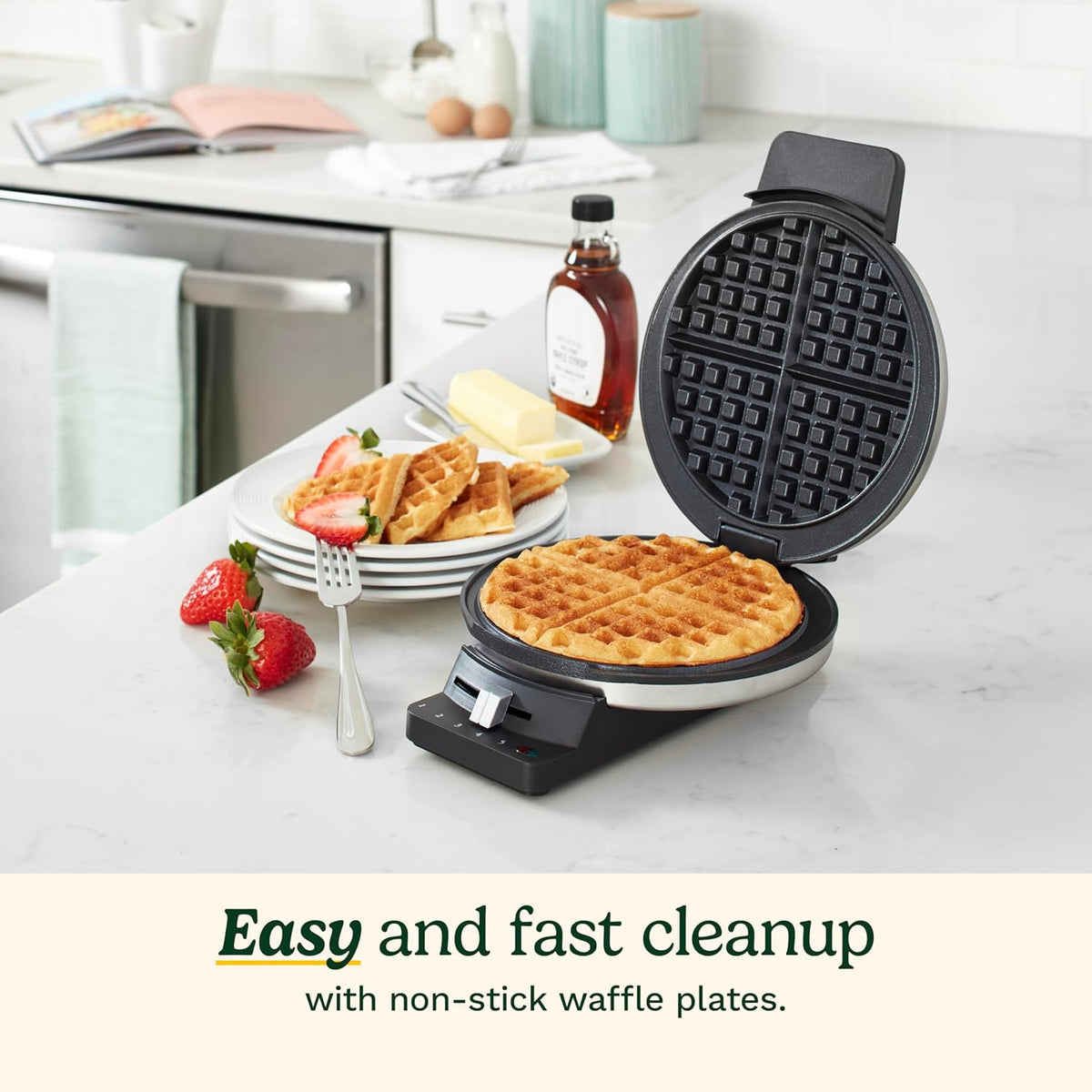 Compact upright waffle maker with cord wrap