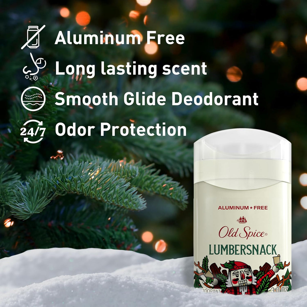 Aluminum free men's deodorant with festive Old Spice fragrance