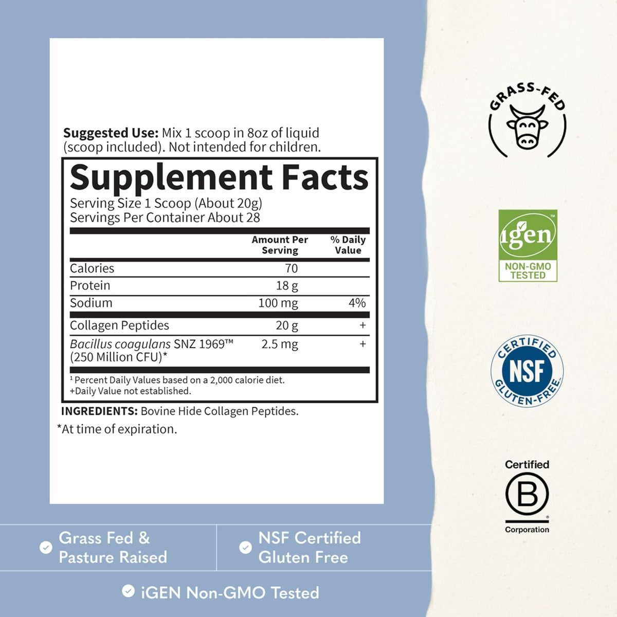 Collagen powder for hair nails and joints support