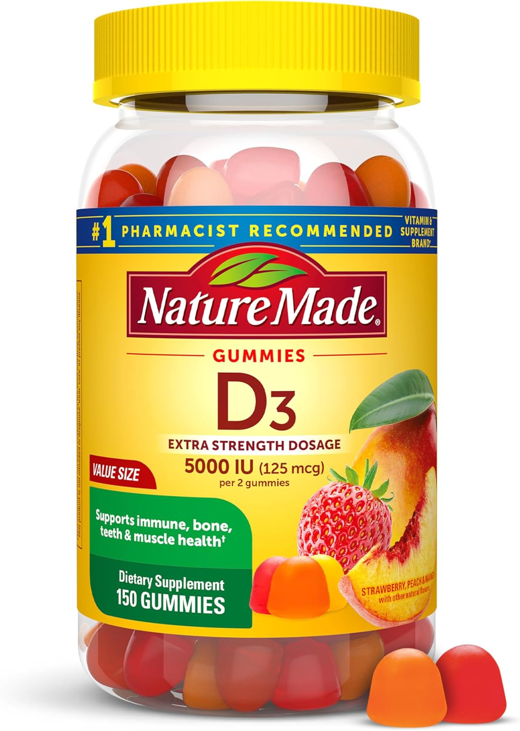 Nature Made Vitamin D3 gummies 150 count label