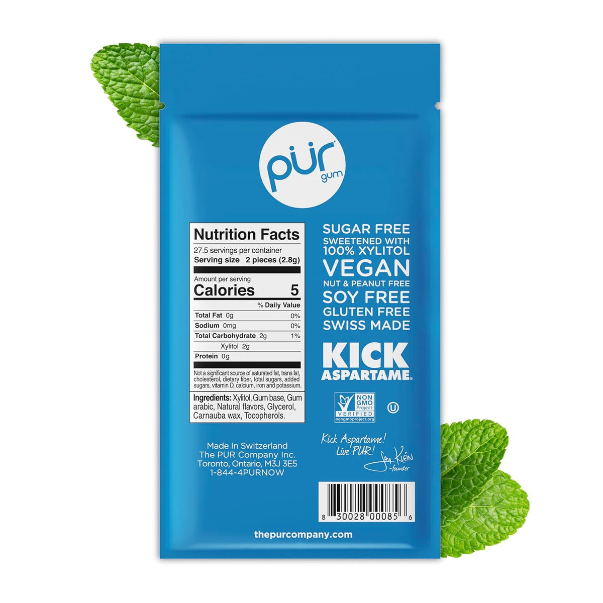 PUR Gum natural peppermint sugar free gum