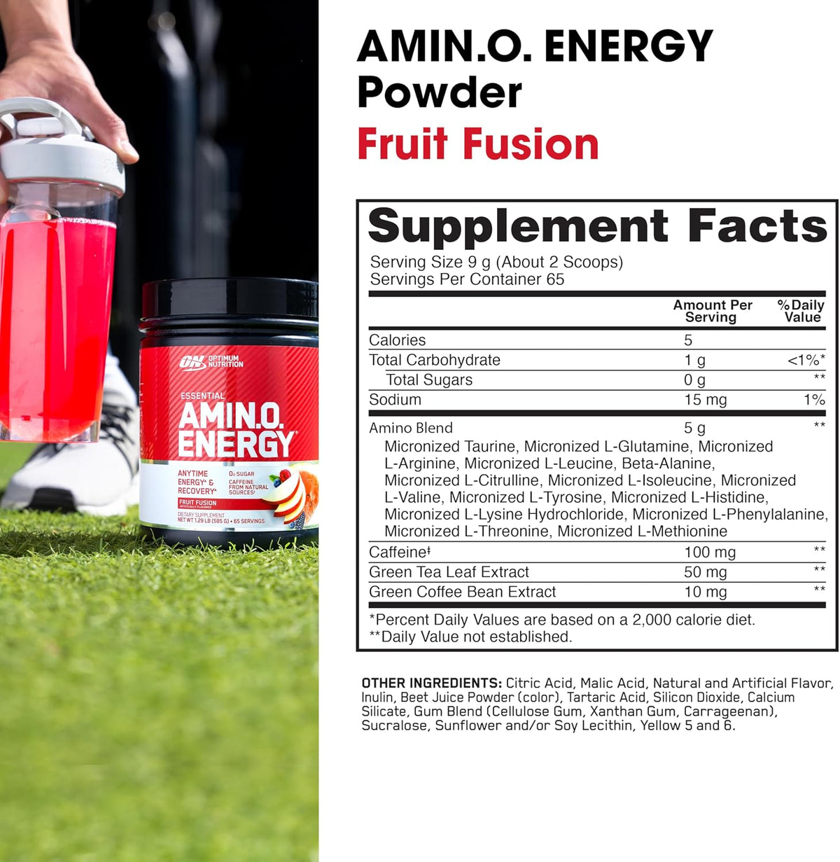 Amino energy powder with caffeine and amino acids
