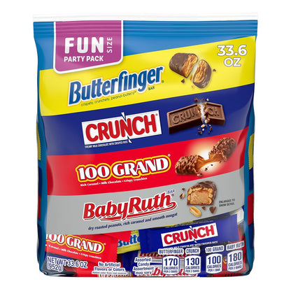 Fun size Butterfinger Crunch Baby Ruth 100 Grand candy