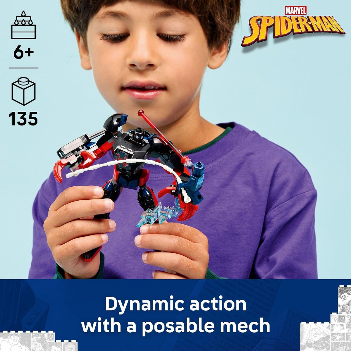 Jointed Spider-Man mech with opening cockpit