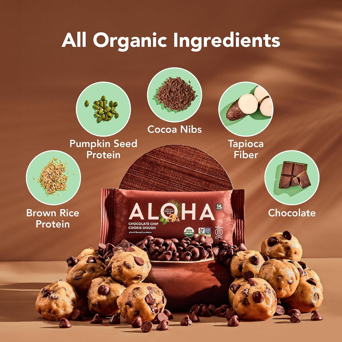 Organic protein bars from ALOHA variety pack