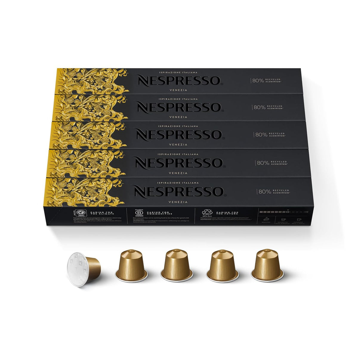 Nespresso medium roast coffee pods with caramel notes