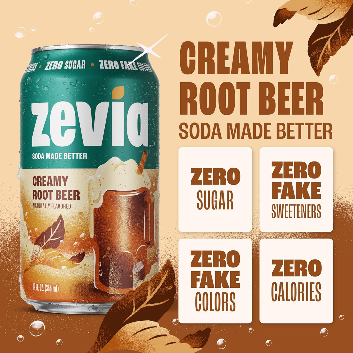 Zevia zero-calorie Creamy Root Beer eight-pack