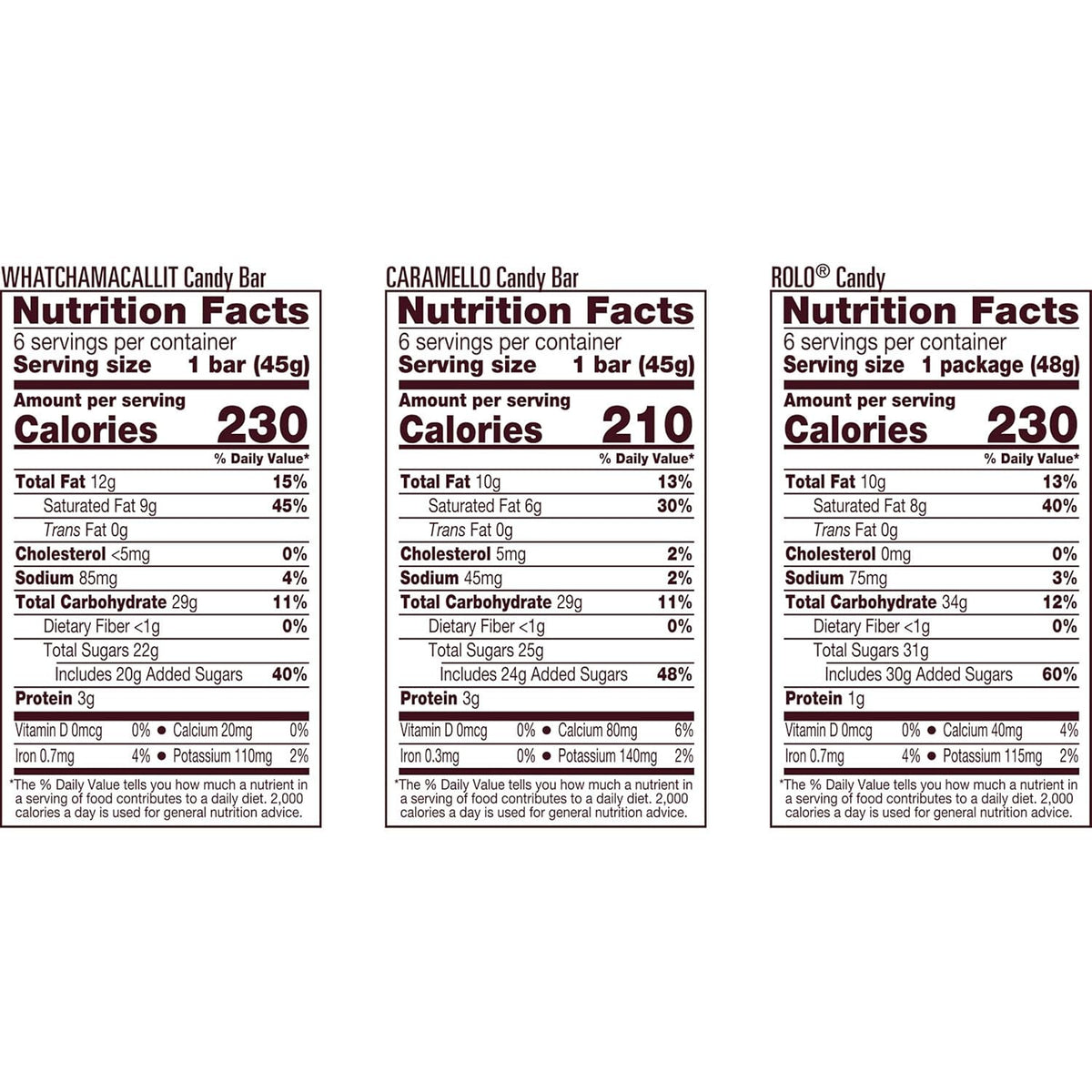 Full size chocolate caramel candy bars variety pack