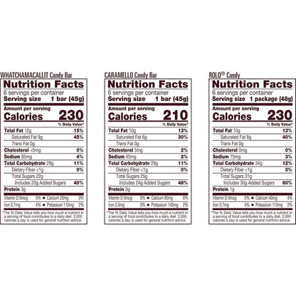 Full size chocolate caramel candy bars variety pack
