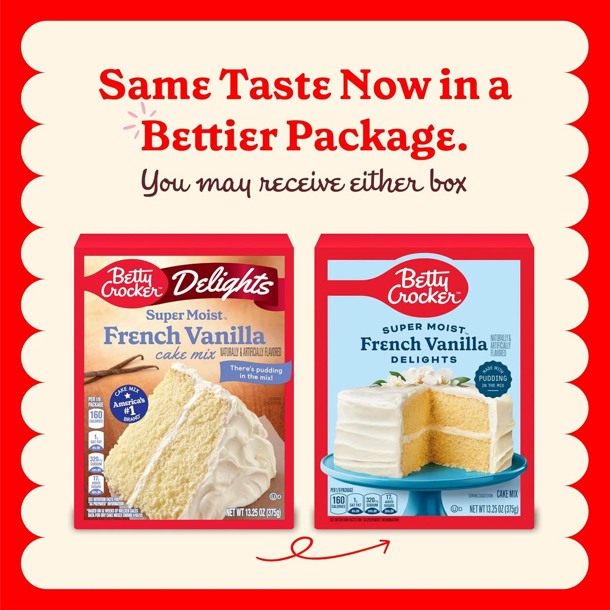 Betty Crocker 13.25 oz cake mix package
