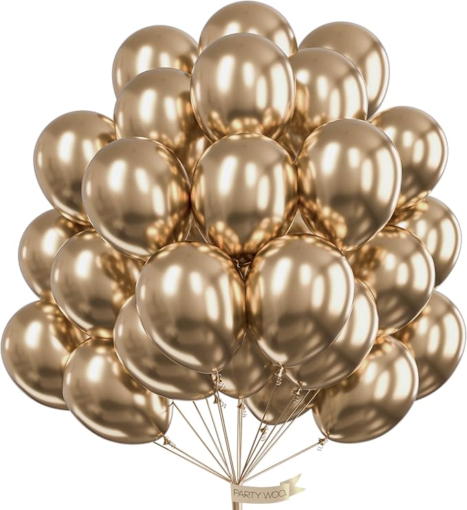 PartyWoo metallic gold 12-inch balloons 101-pack