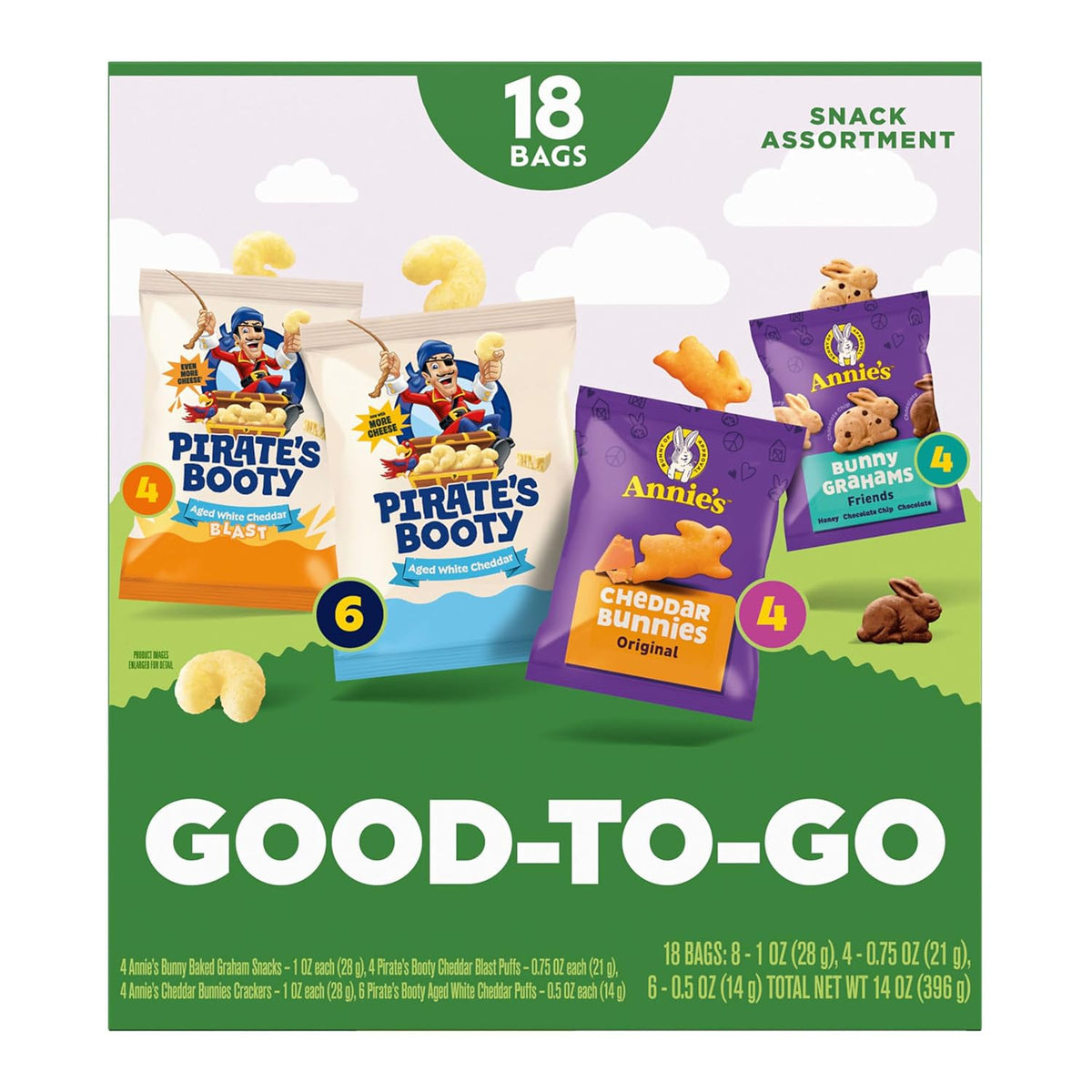 Grab and go cheese puffs crackers and graham snacks assortment