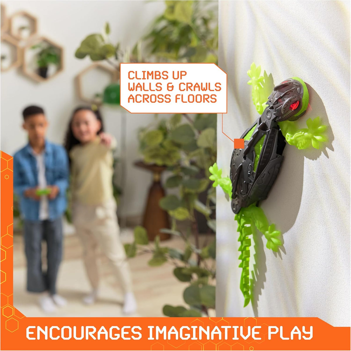 Rechargeable RC gecko crawling on wall