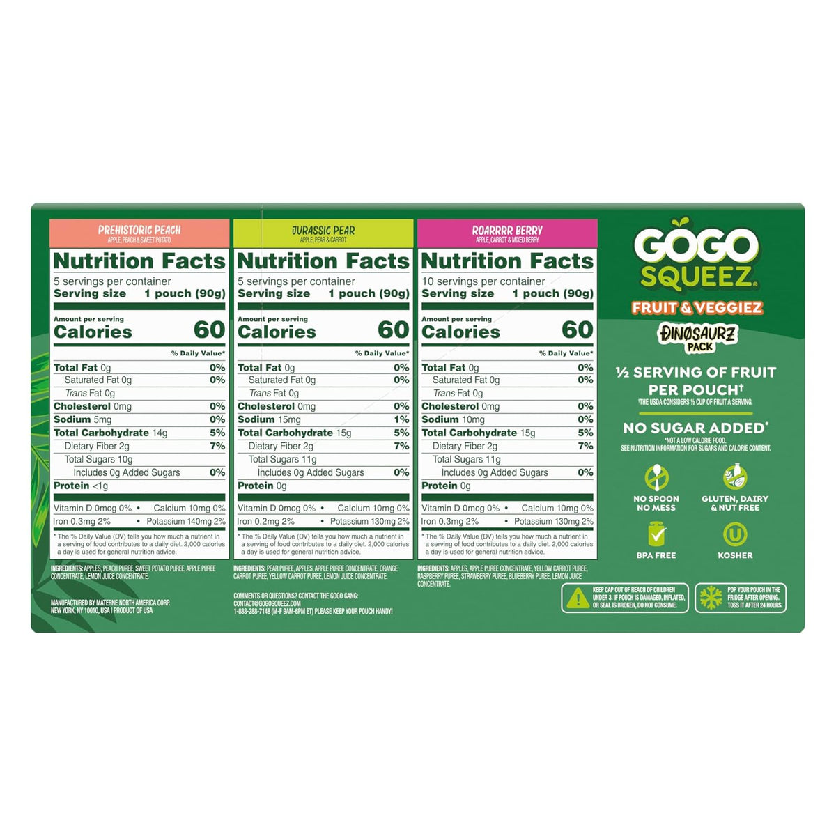 Dinosaur themed GoGo squeeZ applesauce snack pouches