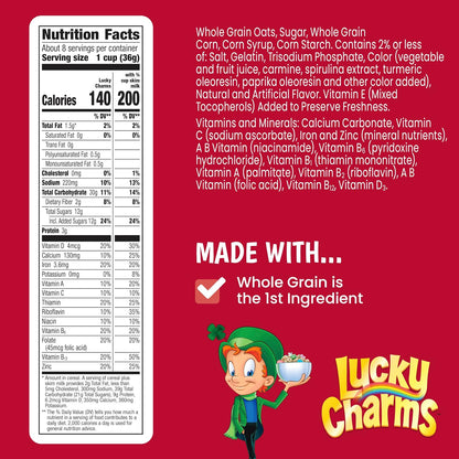 Bowl of Lucky Charms cereal with marshmallows
