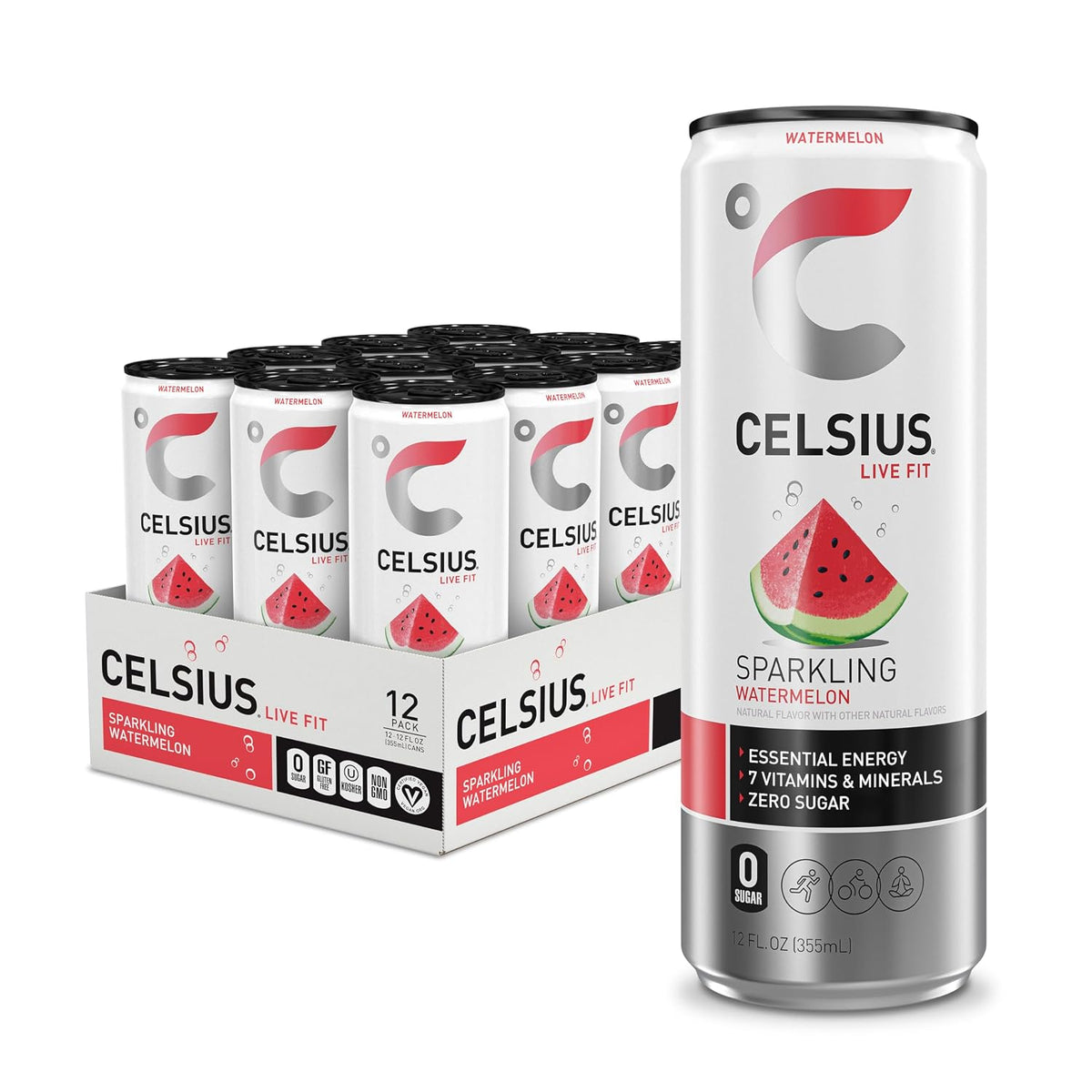 CELSIUS Watermelon 12 fl oz slim energy drink cans