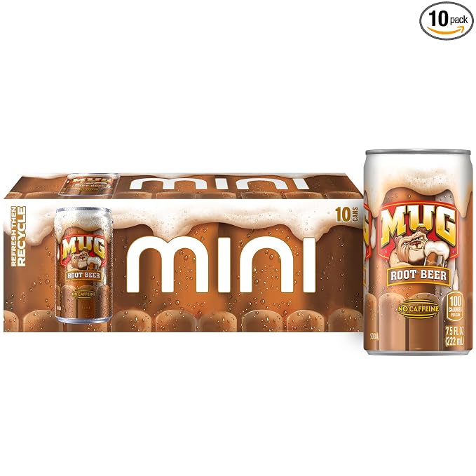 Mug Root Beer Soda 7.5 ounce mini cans 10 pack
